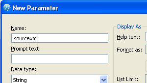 Designing Custom Reports 61 2. Give the parameter the name sourcexml then click OK.