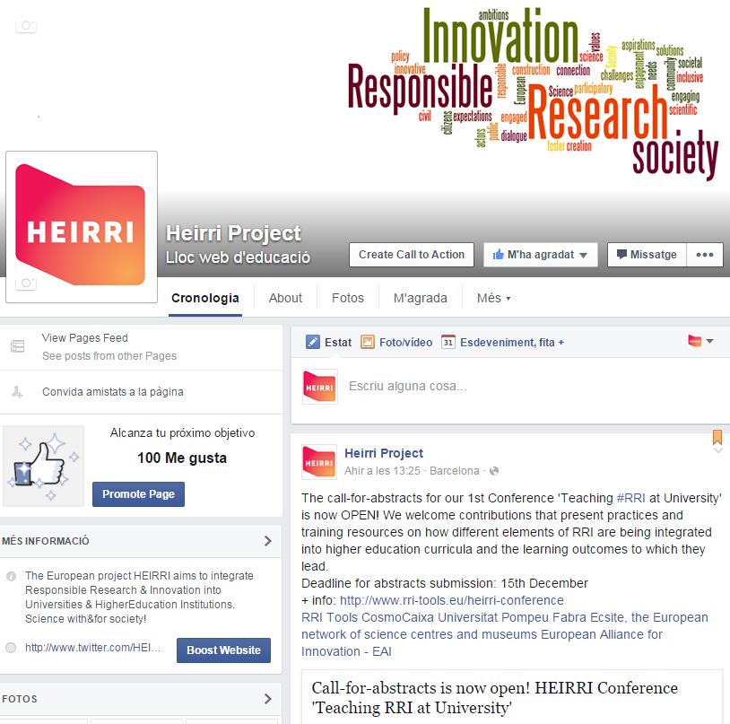 14 5.3.2 Facebook A HEIRRI Facebook page has also been created, further increasing the project s dissemination potential, including reaching out to the general public.