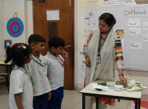 Use of Sense Organs: The students of KG were taught about the significance of the sense of taste on Monday, 11 th of September, 2017.