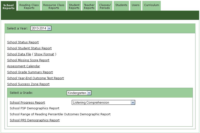 School Reports - School Success Zone Report Where to find the School Success Zone Report From your Home Page, click the School Reports tab.