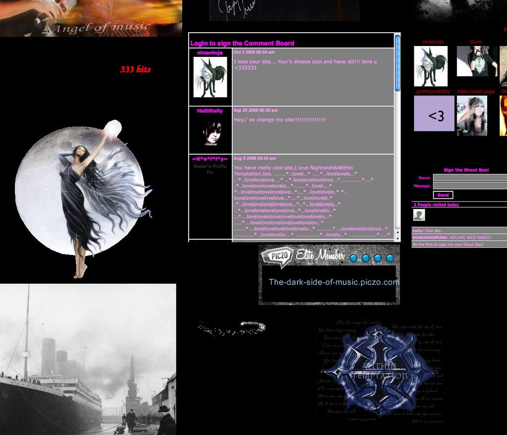 Fig. 3. A fragment of a typical page at Piczo.com. The visual appearance clearly illustrates who the users are, most are early teenage girls.