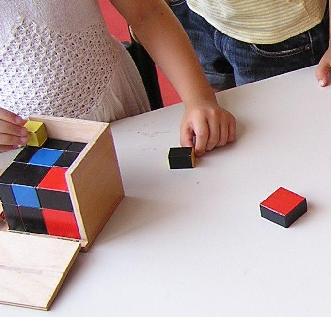 Measurement weight, length, distance, quantity, volume are experienced through Binomial cube and Trinomial cube- algebra, Pink Tower- volume and cubing and Red Rods- linear counting.