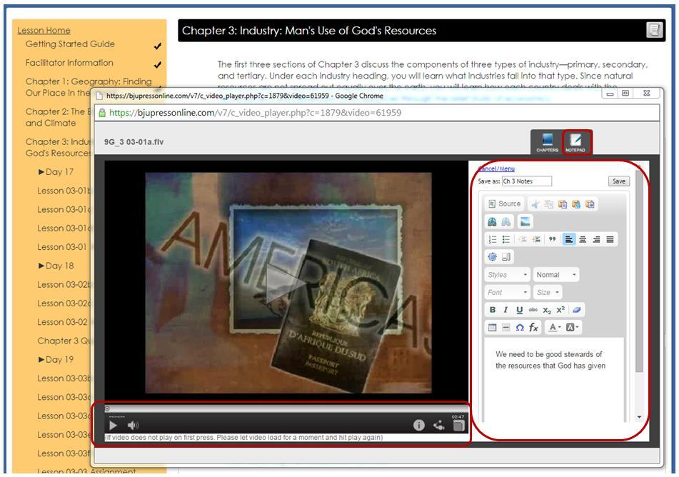 Videos are viewable from either the facilitator or student login. If you wish, you may find it helpful to preview parts of videos before your student views them.