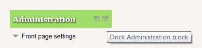 Servers and Administration blocks will be situated to the right of the main Moodle page.