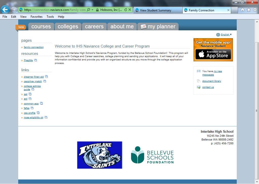 Naviance College and Career search program for students and parents Funded by the Bellevue Schools