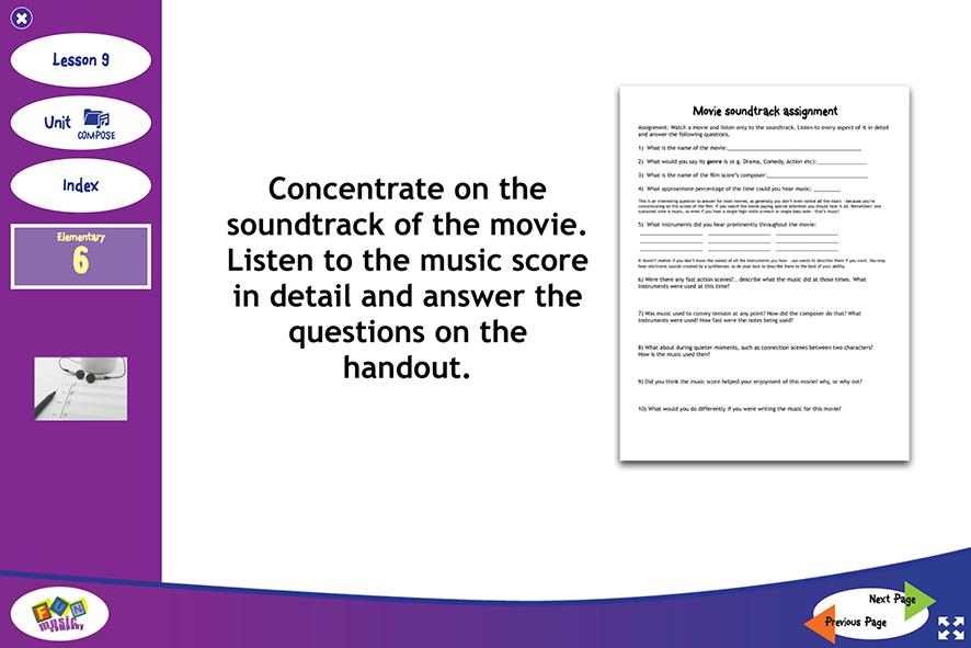 Lesson 9 Students will continue working on their movie clip projects, and also complete a listening assignment for homework.