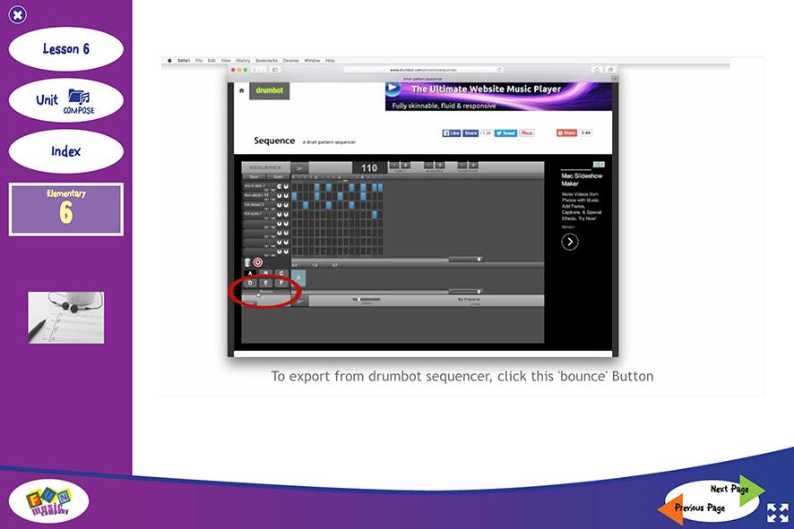 Lesson 6 Students will record their chant in their sequencing application and enhance it with backing music. Here the students need to record their chant into their software on top of a backing beat.
