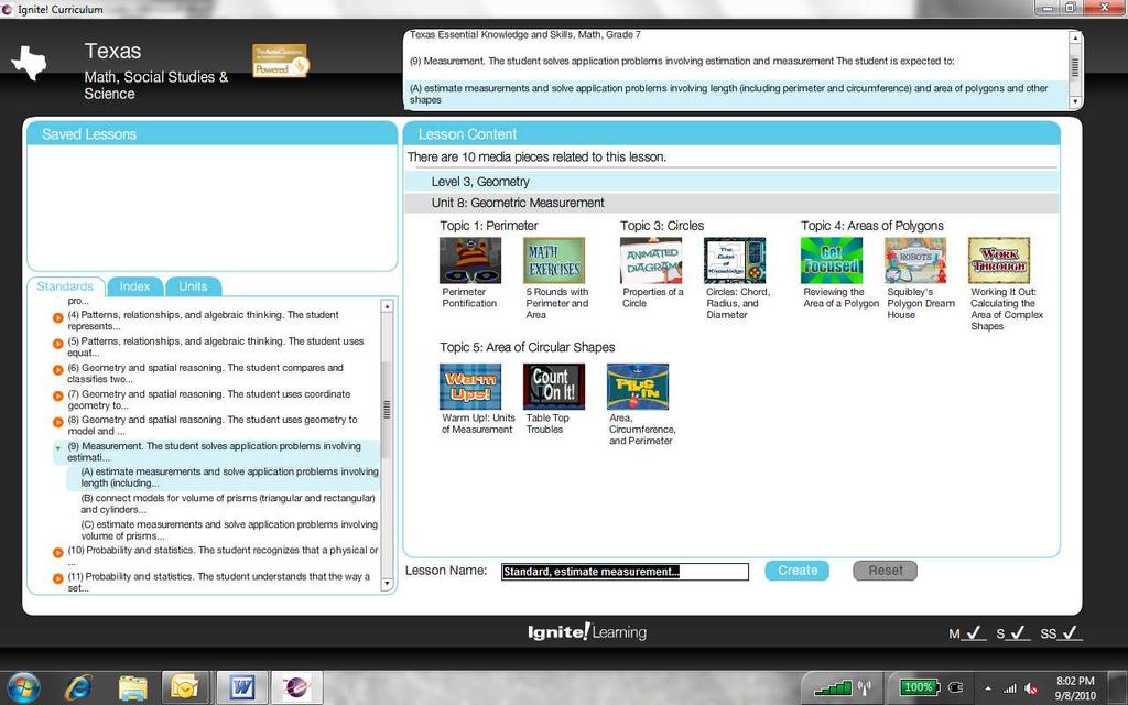 Lesson Creator Screen The Lesson Creator Screen displays a variety of powerful search