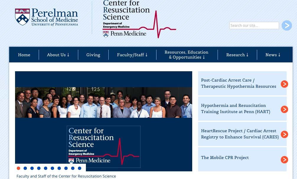 Center for Resuscitation Science internet site with