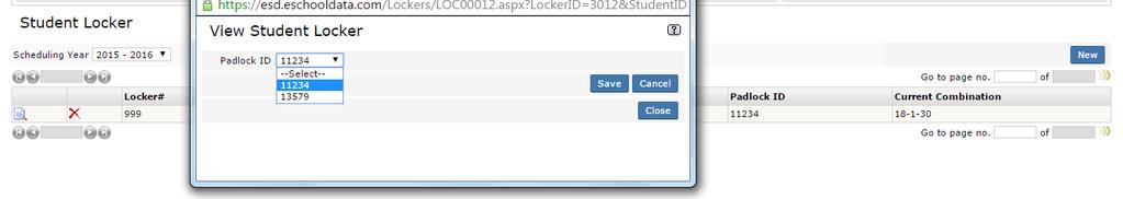 Change Assigned Padlock Click the View icon to the left of the Locker Number to change the