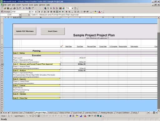 University of Michigan Online Greenbelt Course 16 Project Plan Use of Project Plan tab in