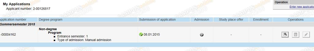 In order to see a detailed overview over your application status, click.