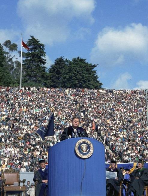 President Kennedy speaking at the University of California,
