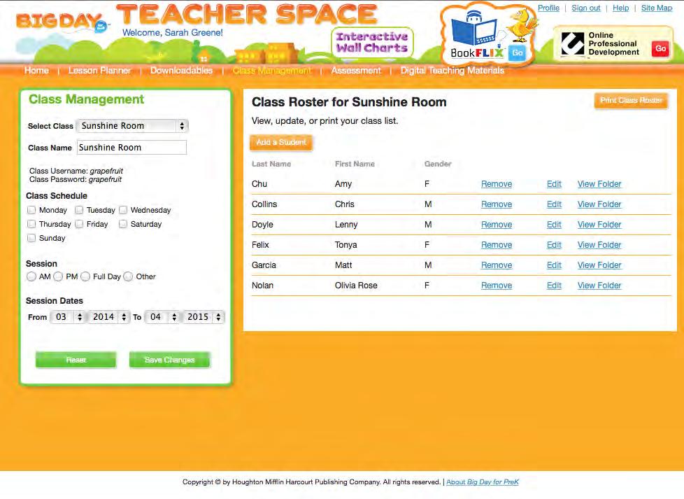 Viewing Class Rosters Once you have created a class or classes, you may view and manage your class rosters. To view a class roster: 1.