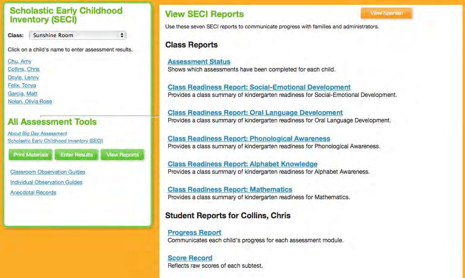 Viewing Reports in the ECI ECI printable reports help track children s progress, plan instruction, and share skill growth results during family conferences.