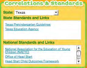 Correlations and Standards Through the Correlations and Standards panel on the Teacher Space Home Page, you may access state and national standards. To access a state or national standard: 1.
