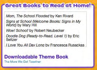 Great Books to Read at Home The Great Books to Read at Home panel provides families with a list of recommended reading books for each Big Day for PreK Theme.