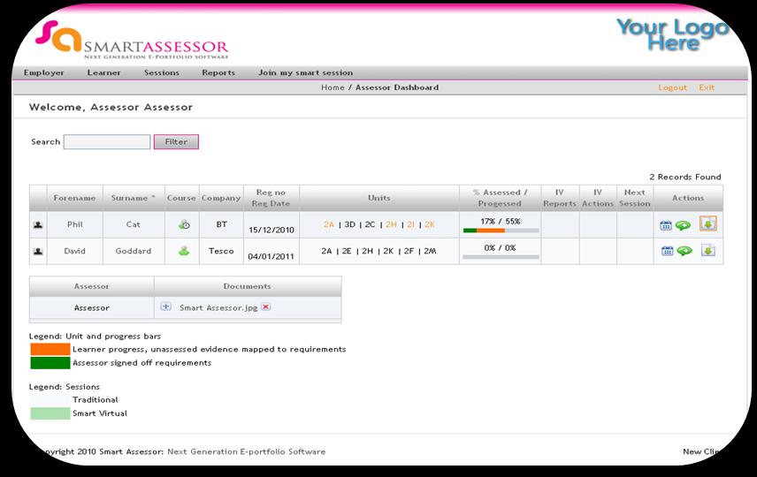 User Login Screen Assessor Dashboard Once logged in this will take you