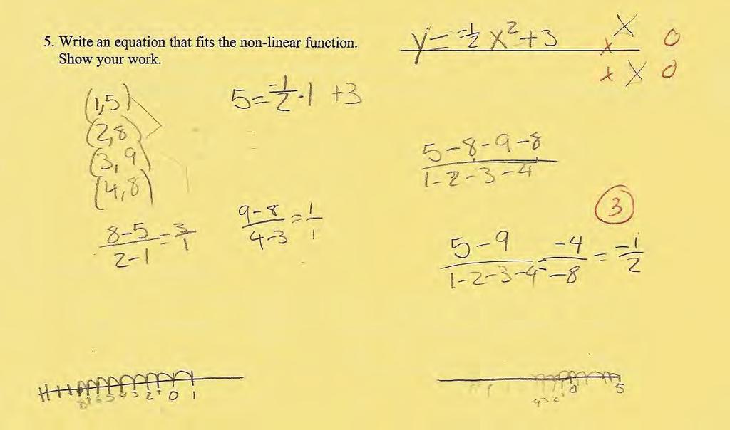 The student does have the habit of mind to test out formulas and check them. Notice all the work in part 5.