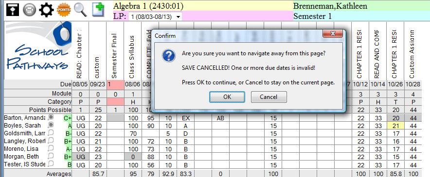 You can revert your grade book to a prior save by clicking the