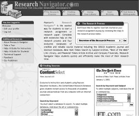 Getting Started with MySkillsLab Research Navigator Pearson s Research Navigator offers you a wide array of resources it may quickly become your favorite destination within MySkillsLab.