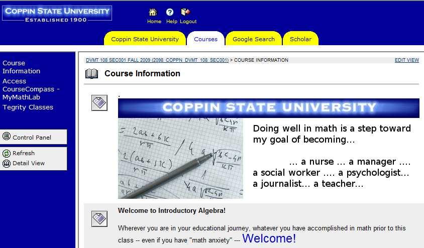 Add your Course ID to your Blackboard course site Your students are most likely familiar with logging in to Coppin's Blackboard server to access their courses and online materials.