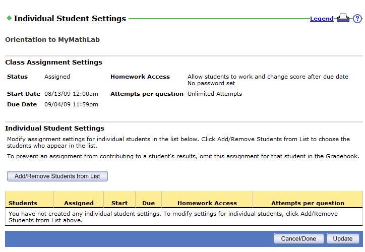 7. Click Add/Remove Students from List. 8.