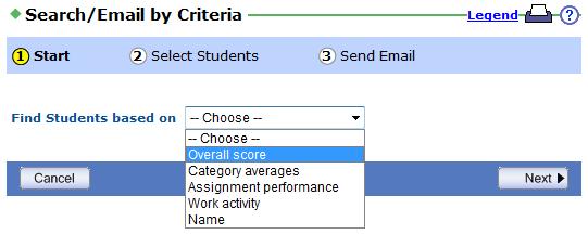 .. or, you might choose to send a message to students whose current average grade is above or below a certain threshhold. 1.