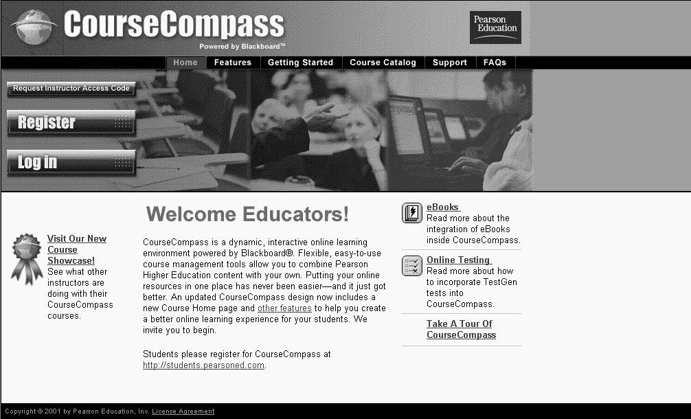 Step 2. Registering for CourseCompass 1 Go to the CourseCompass instructor website at http://www.coursecompass.