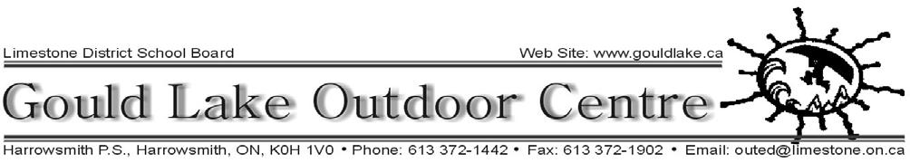 Gould Lake Outdoor Centre - Summer Programs 2013 Register on-line at www.gouldlake.ca starting December 15, 2012.