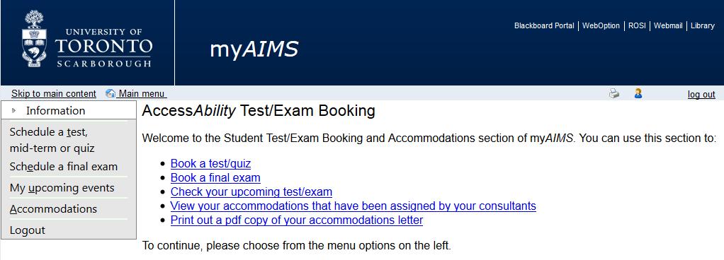 A: In order to schedule a test/quiz/exam with AccessAbility Services, you must first know the date, time and duration of the test/quiz/exam as it applies for the class.
