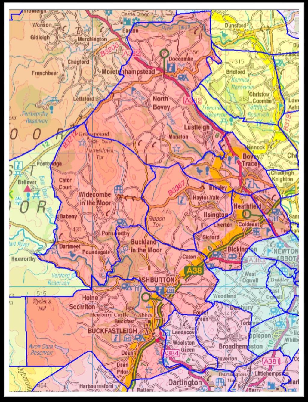 South Dartmoor Community College Learning together. Designated Area Map For 2015-16 Our designated area is the dark orange shaded area bounded by a dark blue line.
