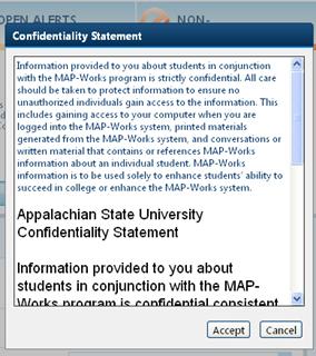 4. Once logged in, you will see the MAP-Works confidentiality statement. 5.