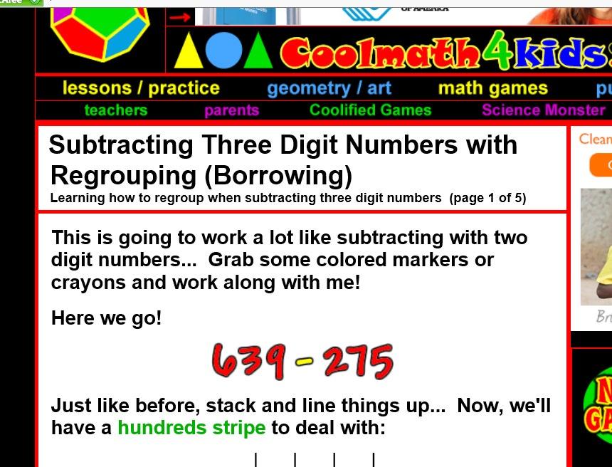 Practical methods for subtraction three digit number correctly.