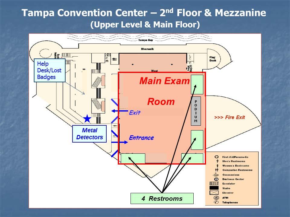 This diagram depicts the Mezzanine Level and the Upper Level of the Tampa Convention Center.