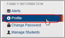Family Information Profile Option on Navigation Bar 1.