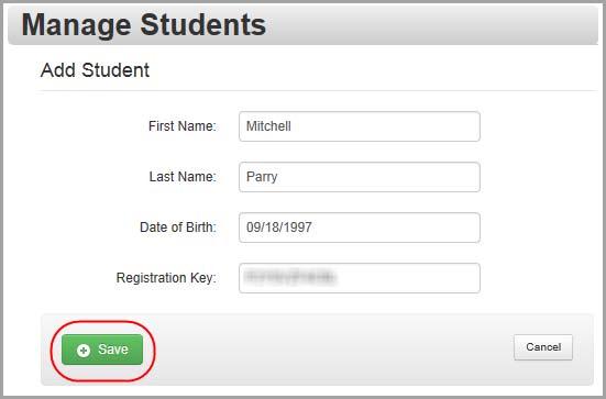 On the Manage Students screen, under Add Student, enter your child s legal First Name, Last Name and Date of