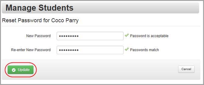 Family Information Enter New Password for