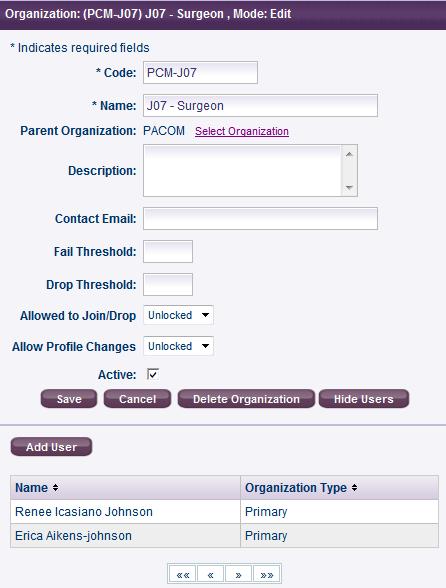 Figure 59. Organization Information The above view shows the Organization information and members of the Organization you just added. 6.3.3 Search for an Organization 1.