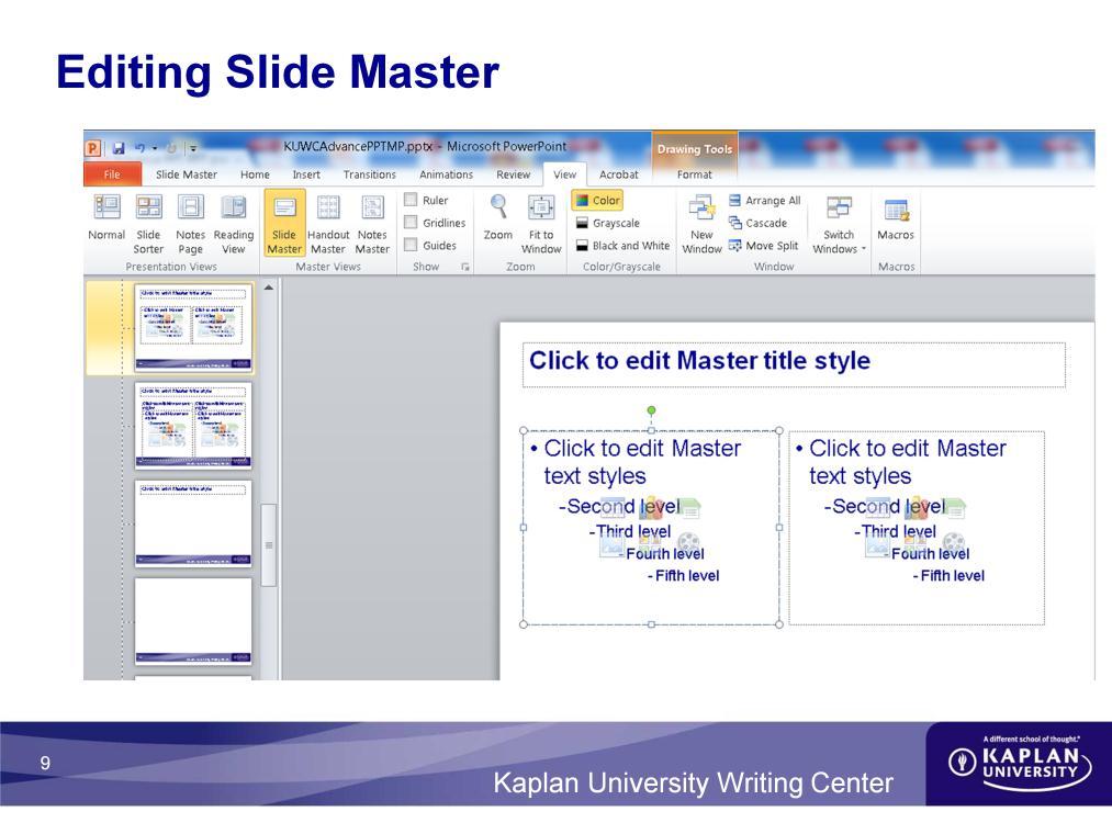 Here is the Slide Master for the PowerPoint you are currently viewing.