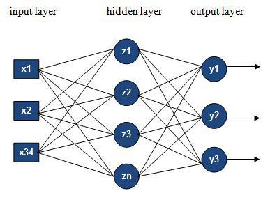 Fig. 2. Backpropagation neural network architecture 2.7 Classification Once the training process is completed, it will yield model parameters that will be used by the classifier.