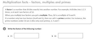 ebook, G series: Multiplication and Division, page 1 Explains concepts factors, multiples and