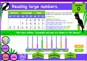 Rainforest Maths Level G Reading Large Numbers Illustrates place value beyond 10 million.