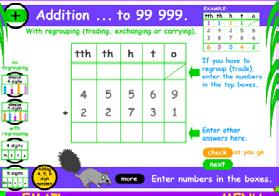 Rainforest Maths Level G Addition to 99 999 Provides practice exercises for