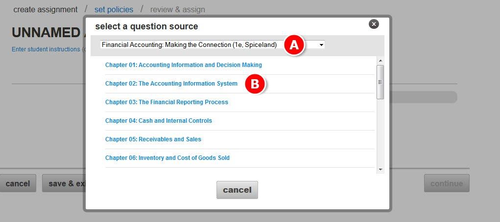 Select create new from question bank. A. Select a question source from the list. B.
