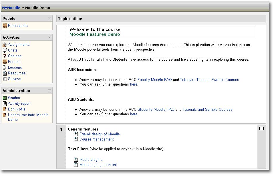 Moodle offers three course formats: Topics,