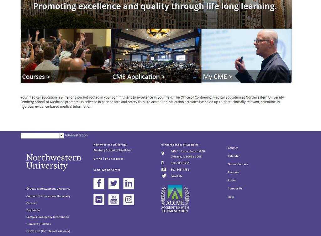 New website Courses is the same as Live Courses above. This links to the online CME application.