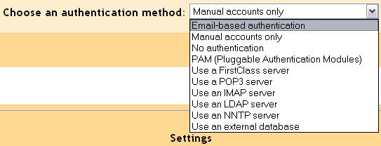 Administration Features An administrator can set Moodle to authenticate new users in several other ways (Fig.