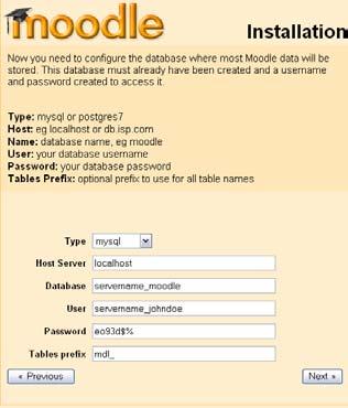 You will be asked for the absolute Web address for your site, and for the name of the directory where Moodle is located. Make sure you enter the server name.