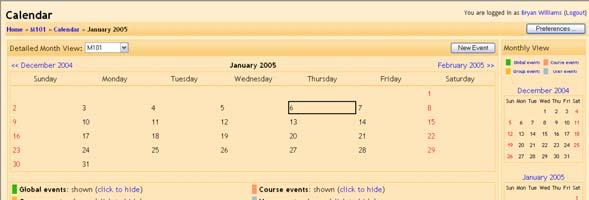You can view previous or future months on Calendar by clicking the left/right arrows next to the current month